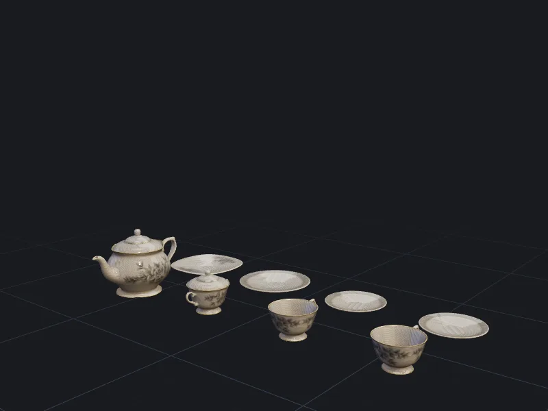 Victorian tea set 3D model