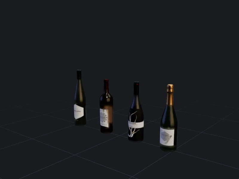 Wine and champagne bottles 3D model